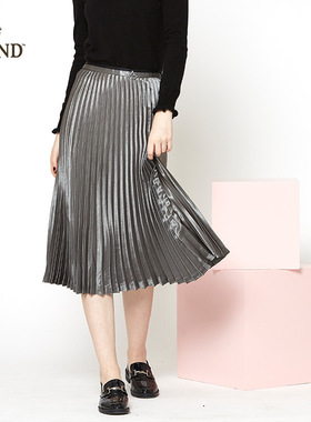 大牌正品清仓依恋EEWH74V02D淑女显瘦百褶飘逸半身裙拉链打底裙女