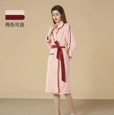 珊瑚绒睡袍法兰绒家居服女