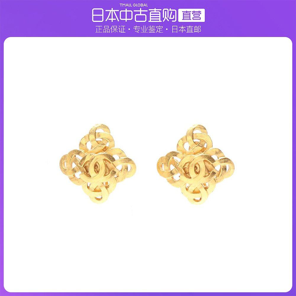 日本直邮中古CHANEL香奈儿[B]9.0新双C标志耳环镀金金色97P