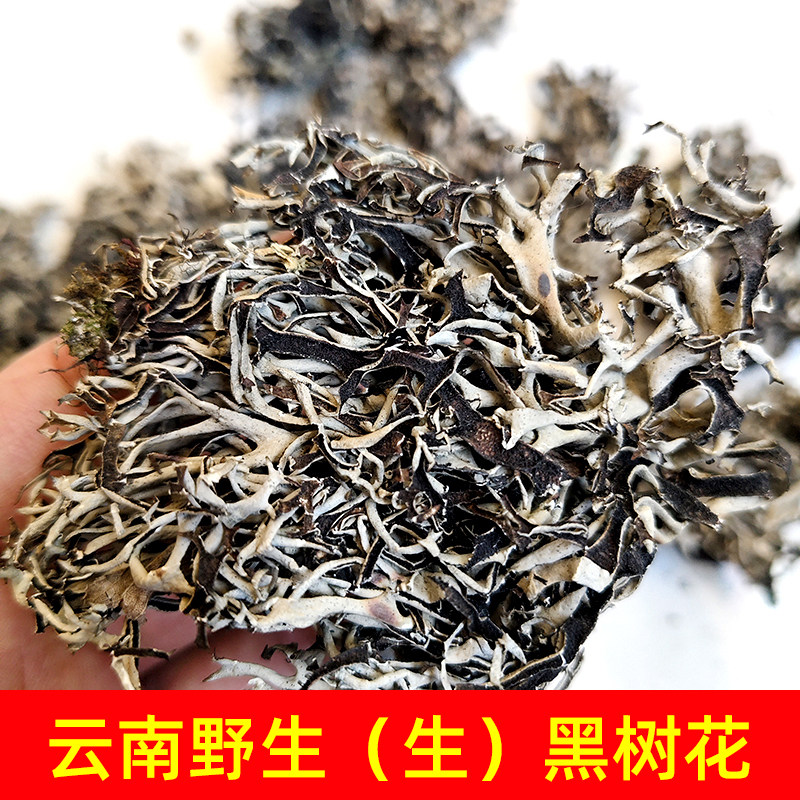 云南野生黑树花灰树花树花菜树皮树胡子野生干货树毛菜黑树花