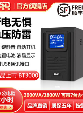 UPS不间断电源3KVA1800W电脑监控仪器稳压防停电应急电源3000va