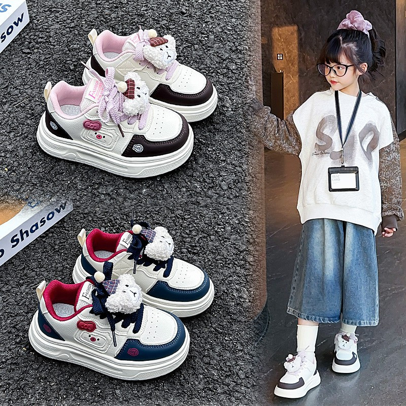 女童小白鞋防滑耐磨魔术贴儿童运动鞋百搭板鞋休闲鞋学生鞋中大童