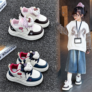 女童小白鞋防滑耐磨魔术贴儿童运动鞋百搭板鞋休闲鞋学生鞋中大童