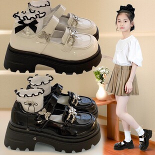 女童皮鞋2025春秋新款儿童英伦风小皮鞋中大童女孩童鞋单鞋方口鞋