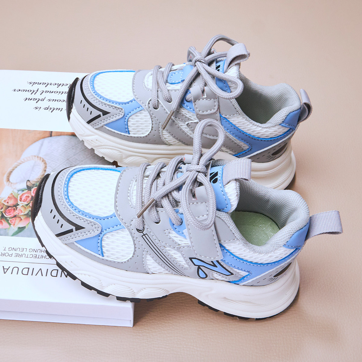 儿童老爹鞋女童轻便透气男童网面运动鞋魔术贴百搭休闲鞋春秋童鞋