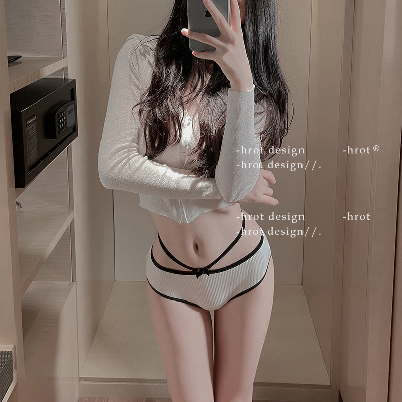 高叉绑带腰精*黑白色纯棉性感底裤女夏薄款日系少女可爱三角内裤,女士内衣/男士内衣/家居服,女三角裤,淘宝优惠券,粉丝福利购,淘宝优惠卷