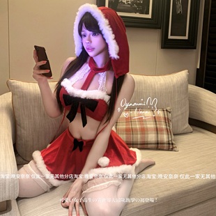 晚安奈奈 拽姐小红帽*大码圣诞2025新品圣诞抹胸蝴蝶结制服战袍