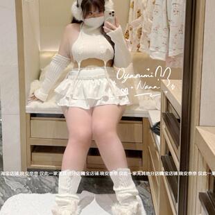 晚安奈奈「斩男殺手」大码 mm设计感荷叶边蛋糕裙芭蕾风短裙高腰