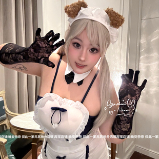 纯欲蝴蝶结吊带围裙收腰显瘦cos女仆制服套装 晚安奈奈 萝系女友