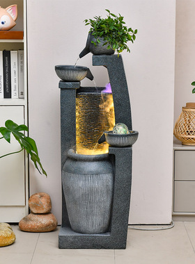 现代流水摆件循环水客厅招财转运球工艺品家里玄关喷泉水景风水轮