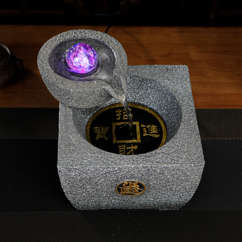 创意流水摆件循环水客厅招财加湿器高端转运球桌面小型玄关风水轮