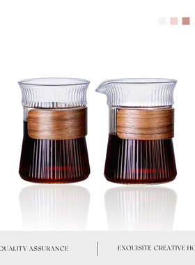 MOLA.Falling.高硼硅玻璃透明竖纹带隔热木环分茶器公道杯 | 摔凛