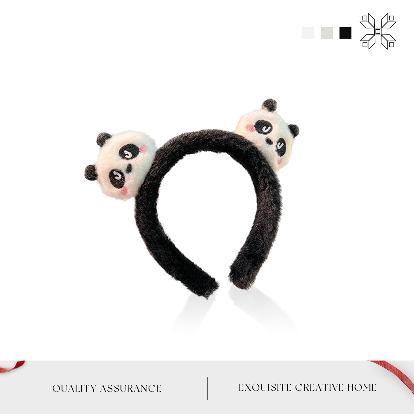 MOLALUNA可爱毛绒熊猫洗脸发箍
