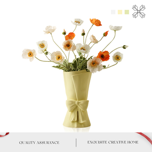 MOLA·Bow·花瓶家用台面装 蝴蝶 饰创意简约蝴蝶结陶瓷插花花器