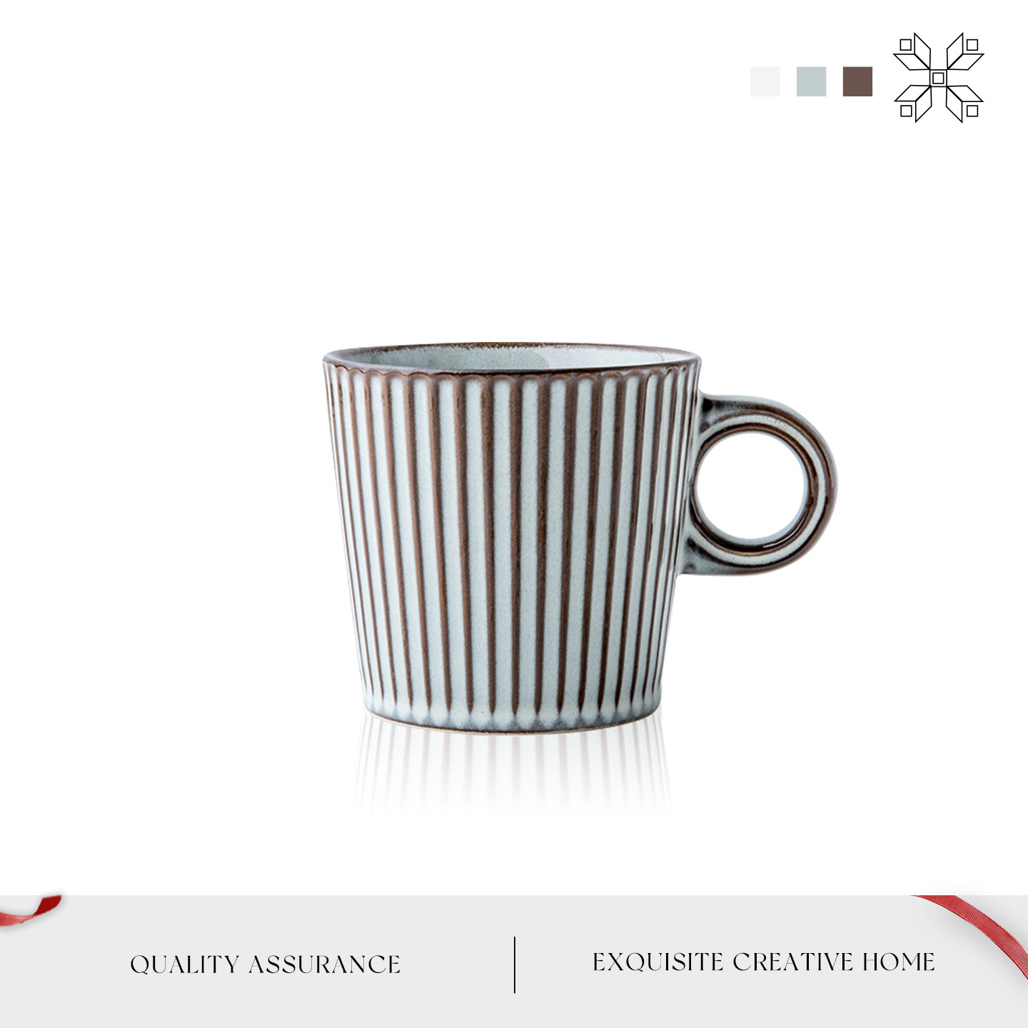 Mintrain.英国杯具复古浮雕竖纹杯子家用陶瓷咖啡杯马克杯 | 露华