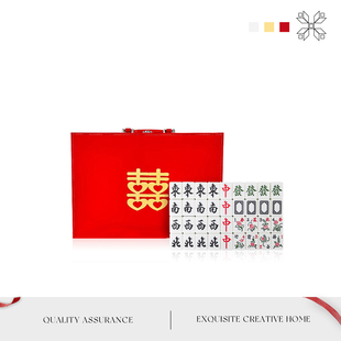 Auramoon.手搓麻将牌家用红色喜庆囍结婚礼品送朋友礼盒丨璟兮