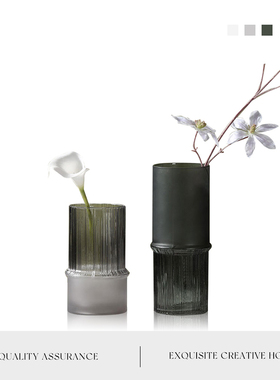 MOLALUNA.Reside.花瓶家用北欧风磨砂直筒玻璃摆件插花器 | 居无