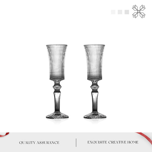 MOLA法式中古经典条纹玻璃香槟杯