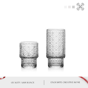 MOLA.Cloud.杯具小众中古浮雕玻璃杯果汁杯咖啡杯啤酒杯 妘妍