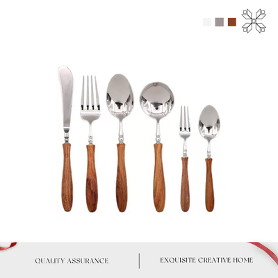 MOLA不锈钢亮面梨花木柄刀叉勺