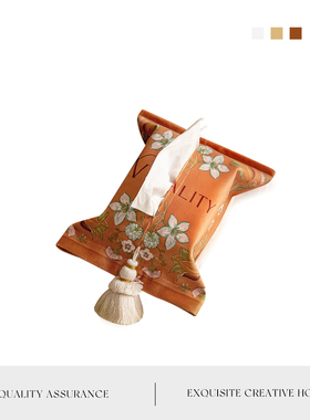 MOLA.booth.美式纸巾盒ins田园车载抽纸袋居家刺绣收纳包 | 布斯