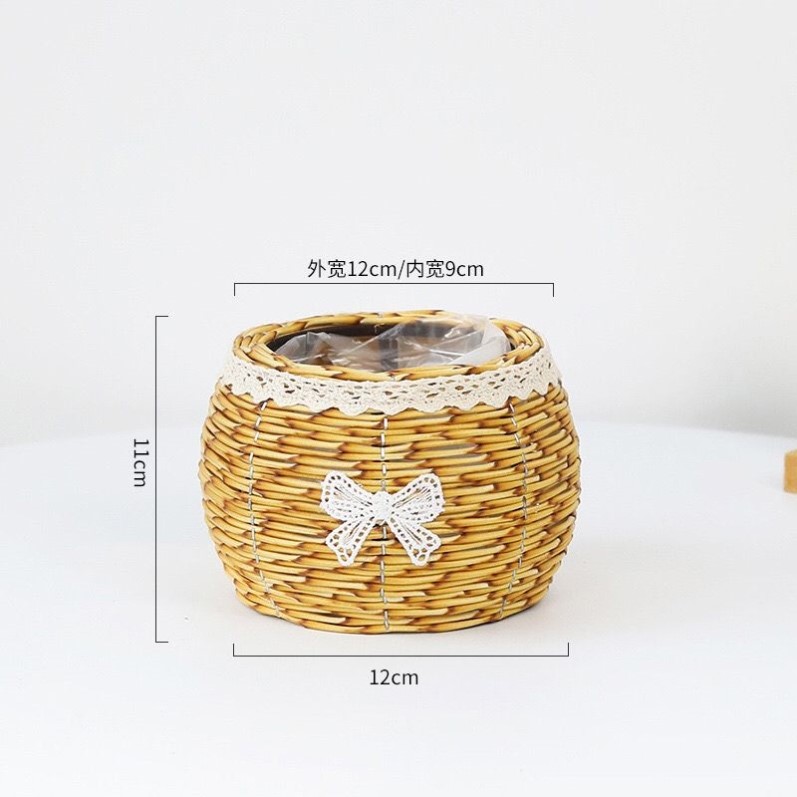花篮藤编手提网红拍照插花水果婚礼伴手礼法式田园风小花篮花瓶