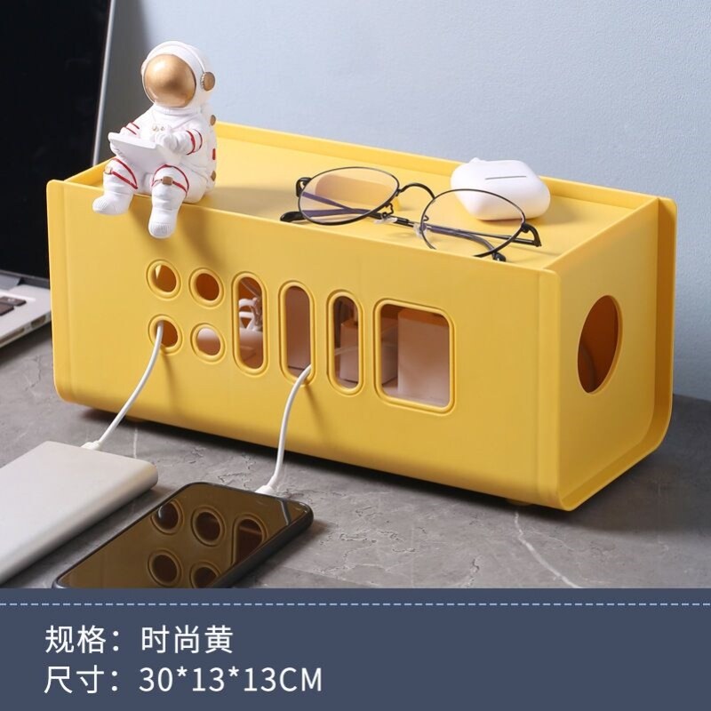 新款排插板收纳盒防儿童小孩卧室数据线收纳宿舍桌面充电线收纳盒