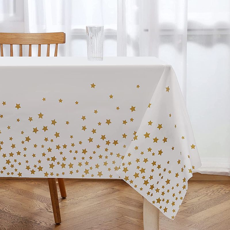 新款儿童生日派对一次性桌布ns风金色五角星星长方形防水防油