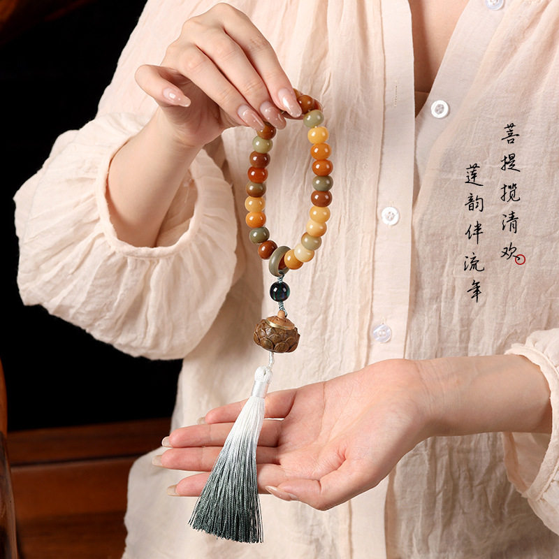 爆款国风渐变白菩提手持女莲花香