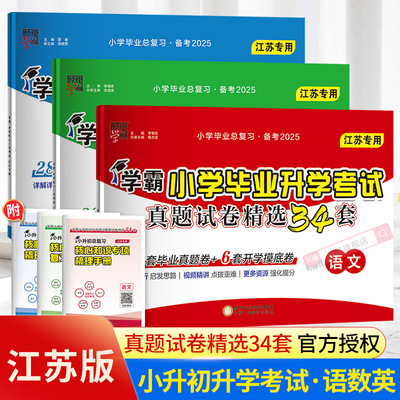 备考2025经纶学霸小学毕业升学考试真题试卷精编精选34套总复习六年级适用语文数学英语江苏教版译林版各地期末小升初提优大试卷
