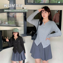 宽松胖mmV领收腰蝴蝶结胸针长袖T恤秋季新款显瘦百搭上衣