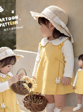 2026女宝宝连衣裙儿童春季无袖卡通小兔子婴儿外出连衣裙61302