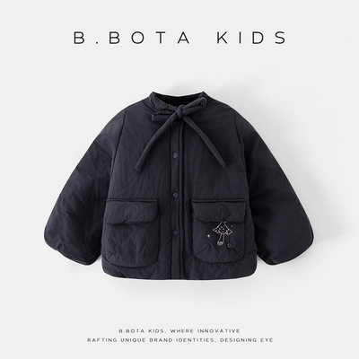 【现货】姐姐家童装2025冬季新款韩系纯色百搭加绒加厚保暖夹棉上