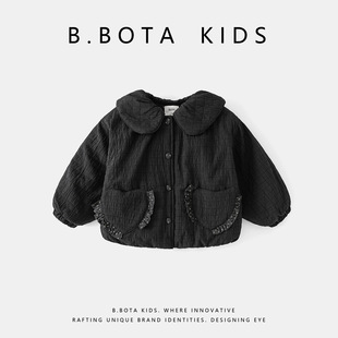 棉服儿童韩版 女童冬季 姐姐家童装 女宝宝翻领夹棉外套加厚 现货