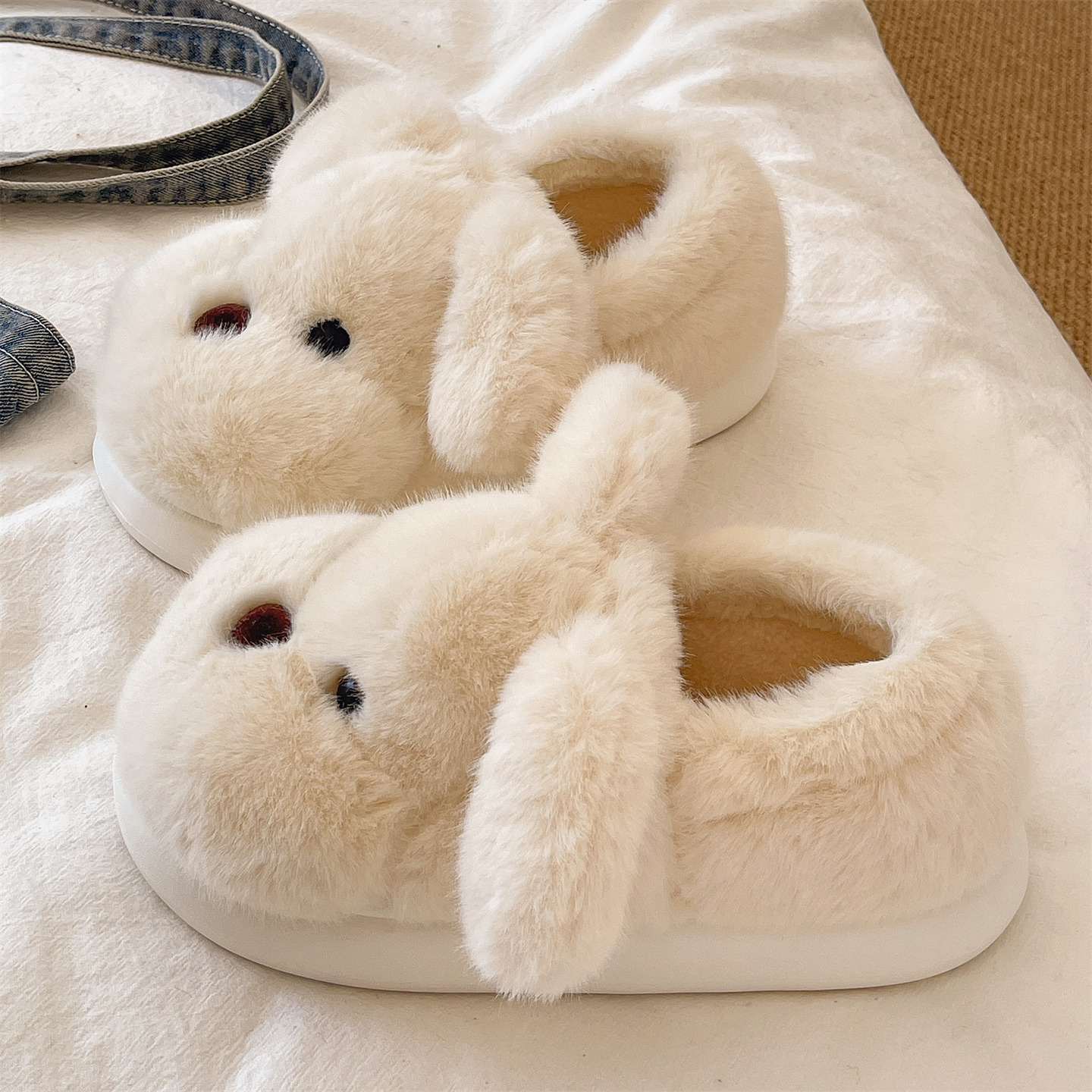 可爱卡通小狗包跟棉鞋女冬季外穿厚底防滑居家室内毛绒保暖棉拖鞋