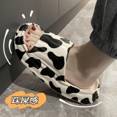 ins潮少女心可爱奶牛拖鞋 女踩屎感厚底居家防滑浴室洗澡凉拖鞋 男