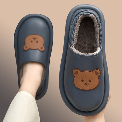 情侣棉拖鞋防水保暖卡通户外居家