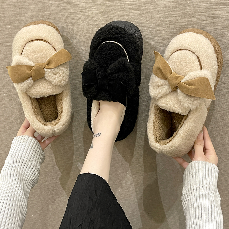 女士保暖包跟可爱棉拖鞋