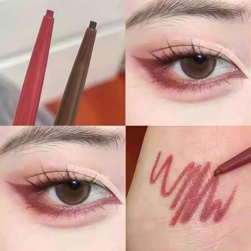红棕下至的杀伤力谁懂啊~酒红色眼线胶笔防水不晕染极细棕色