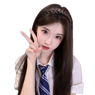 假发女长发麻花辫子发箍女高颅顶一体假发u型半头套长直发假发片