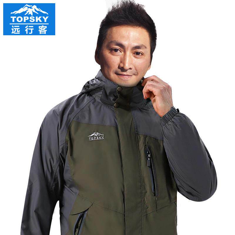 远行客Topsky秋冬季男款户外北极孤冲锋衣情侣三合一抓绒冲锋衣