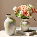 法式 饰品摆件 油画风色彩艺术陶瓷花瓶简约现代水培插花鲜花客厅装