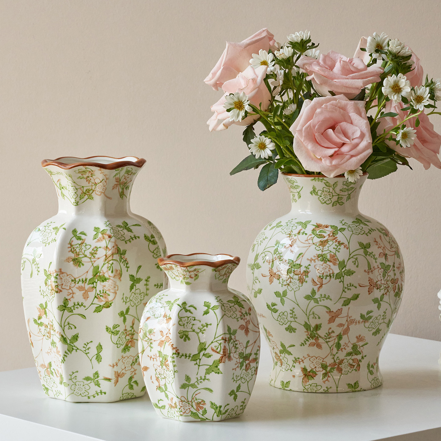 新中式复古陶瓷花瓶摆件水养插花客厅餐桌酒店装饰品花器青花瓷,家居饰品,花瓶,淘宝优惠券,粉丝福利购,淘宝优惠卷