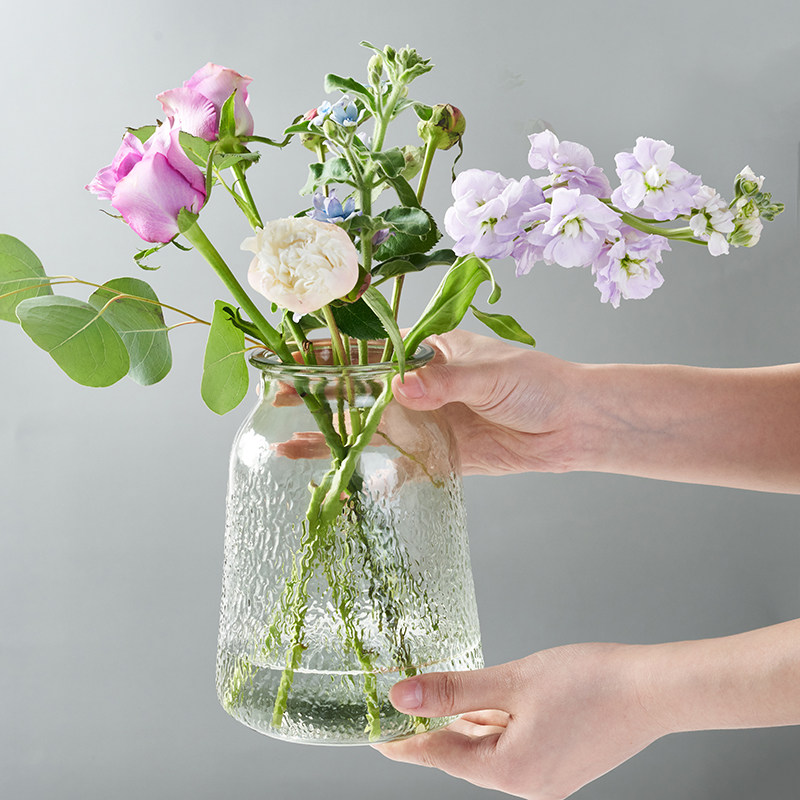ins风简约北欧玻璃花瓶透明水养鲜花客厅餐桌电视柜装饰插花摆件