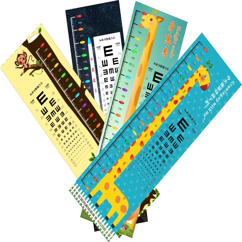 身高测量不伤墙贴视力表卡通动物精准测量尺新款卡通图案儿童测量