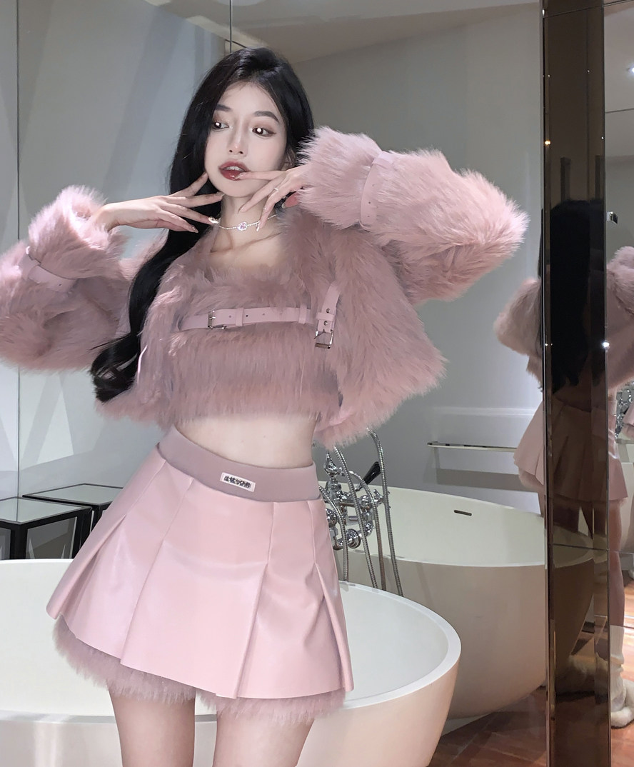 Sweet狐狸毛皮草毛绒外套女装短款流苏小香风粉色加厚上衣2021秋,女装/女士精品,短外套,淘宝优惠券,粉丝福利购,淘宝优惠卷