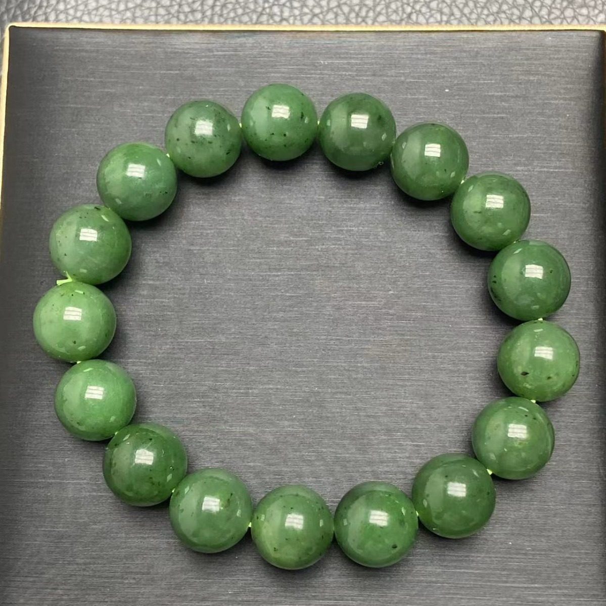 天然北极玉手链加拿大碧玉圆珠款