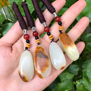 阿富汗白玉原石手把件无洞玉石手玩件男士 把玩件羊脂白买一送一