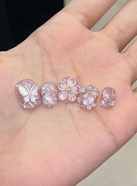 猫眼穿戴甲短款高质量爆款轻奢穿戴款美甲纯手工春夏雕花指甲贴片