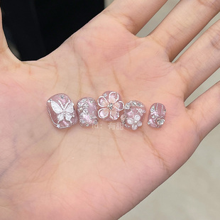 猫眼穿戴甲短款 美甲纯手工春夏雕花指甲贴片 高质量爆款 轻奢穿戴款